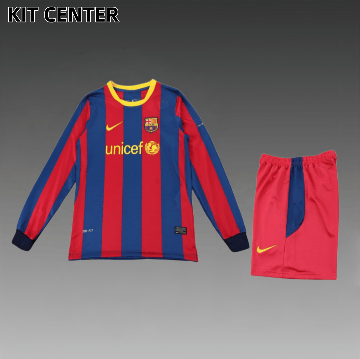 2010/2011 Barcelona home Retro long sleeves Kids Kit(Kids Kit)