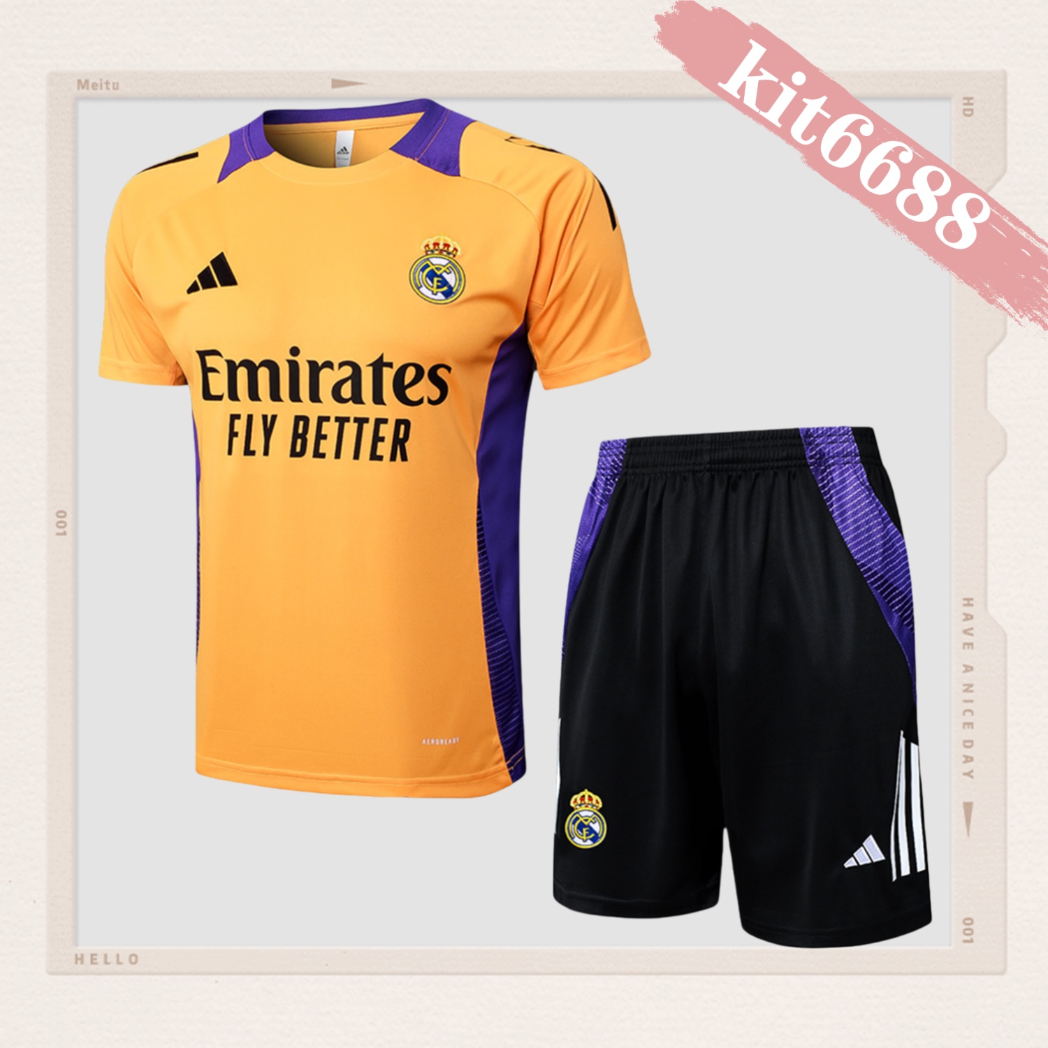 2024/2025 Real Madrid Orange Adult Short Sleeve Training Suit Set (Adult Kit)