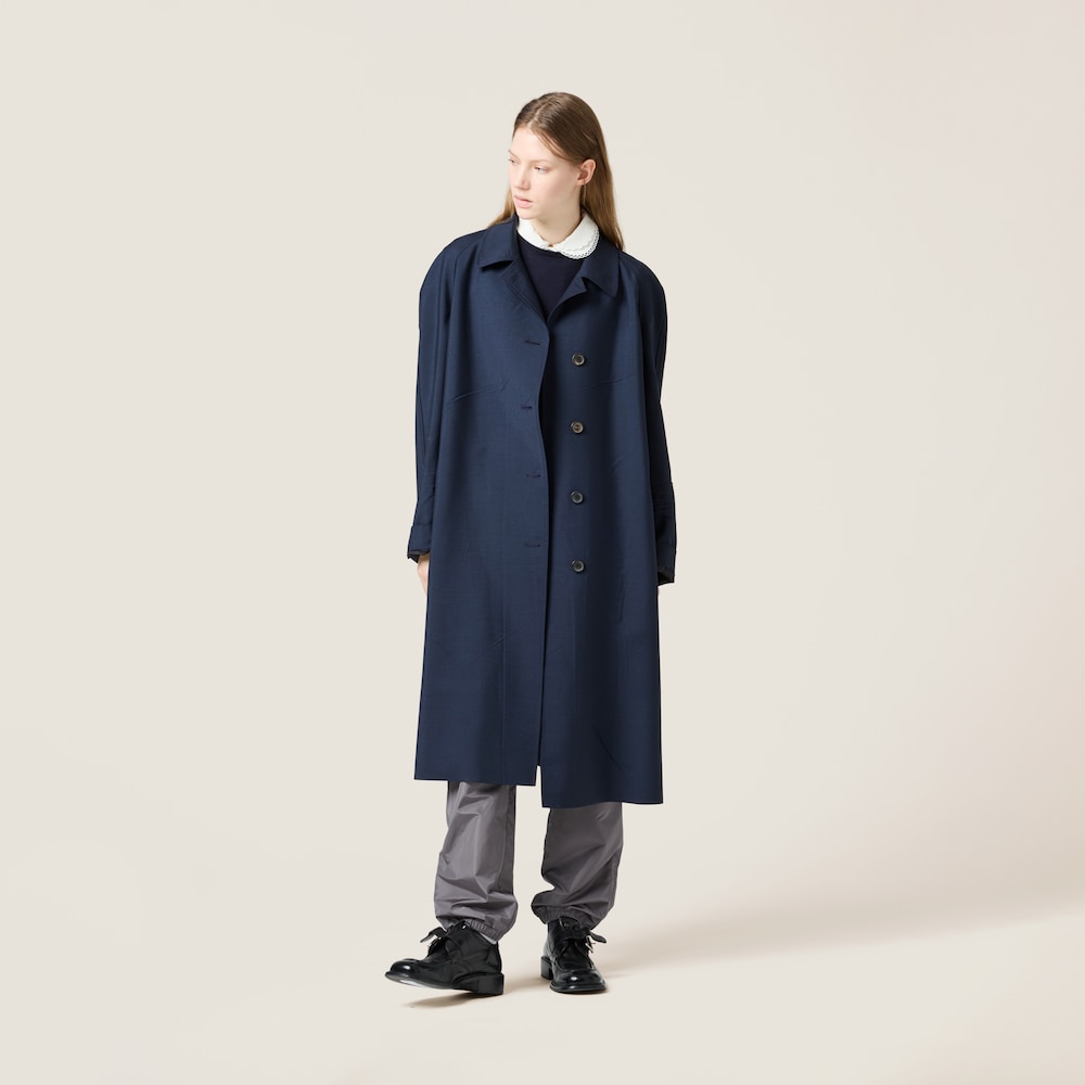 Single-breasted kid mohair coat