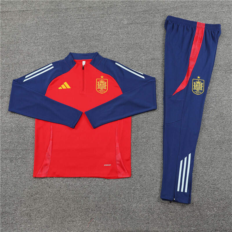 24/25 Spain red Half Zip Training Kit (Adult Kids Kit)