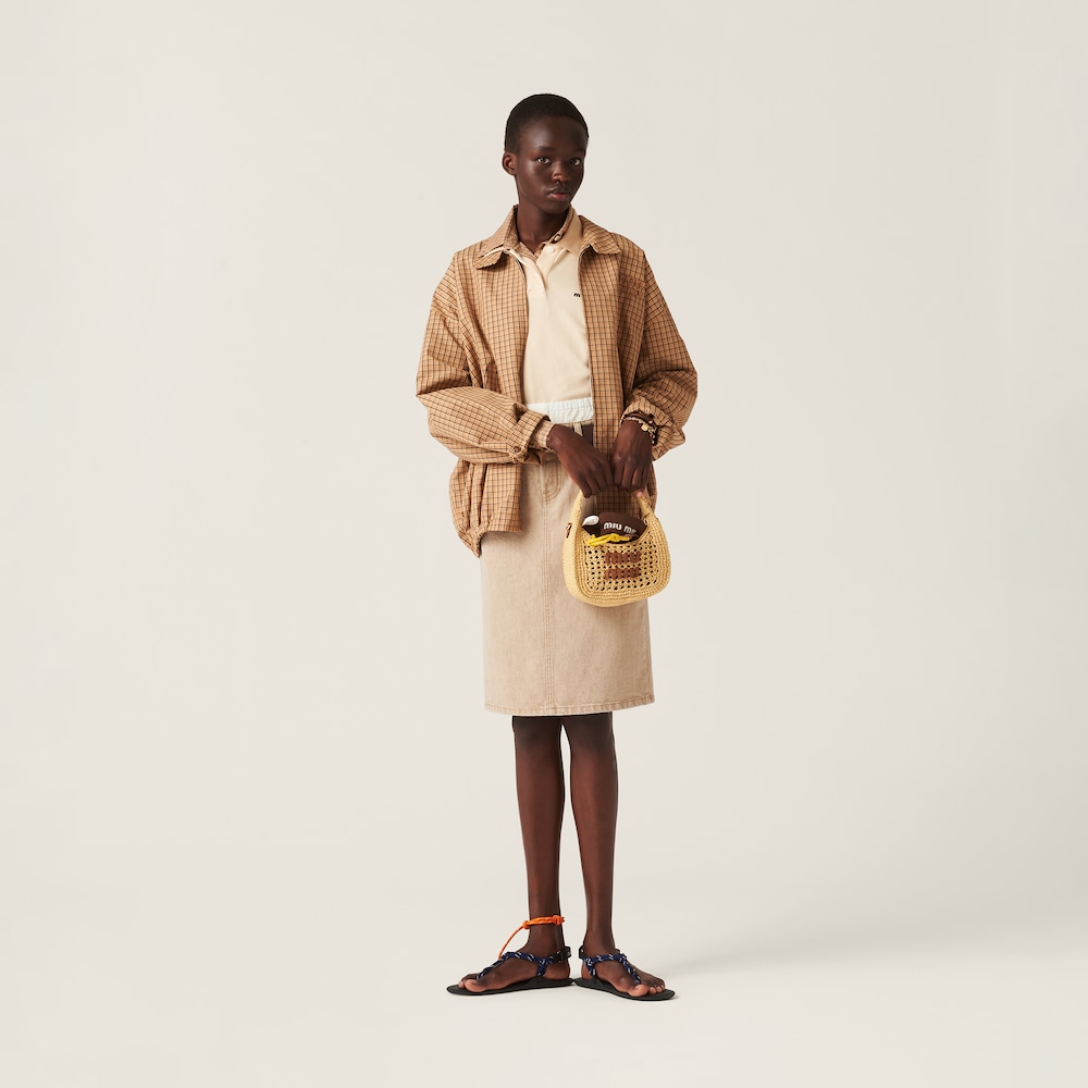 Checked canvas blouson jacket