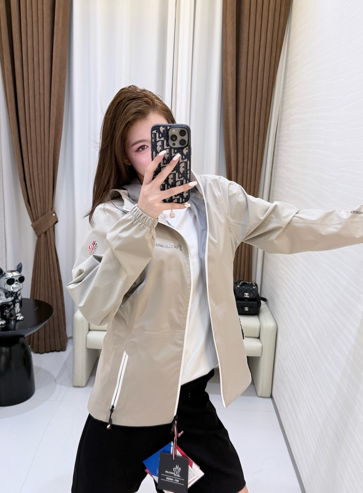 Moncler 2026 Autumn Winter Women's Jackets Polyester Hooded Tassel Zipper Casual Slim Woman's Coats MKDFWJ26011