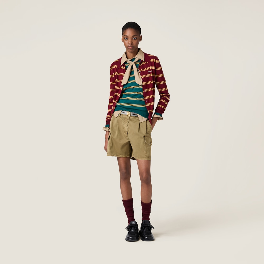 Striped cashmere and silk cardigan