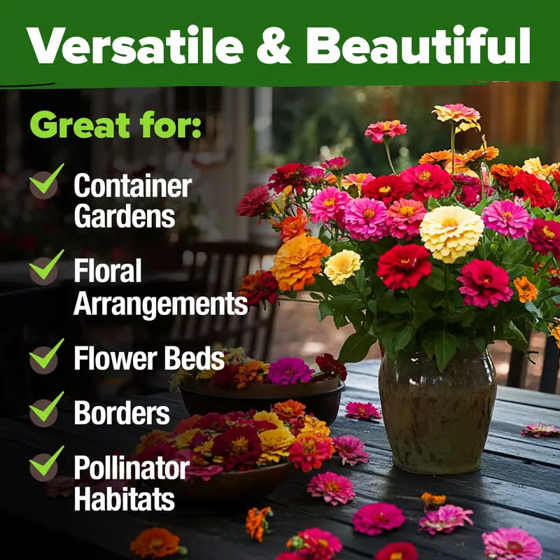 ⚡50K+ SOLD!💖Zinnia Seeds - Pure Seeds - No Filler - USA Heirloom Flower Seeds