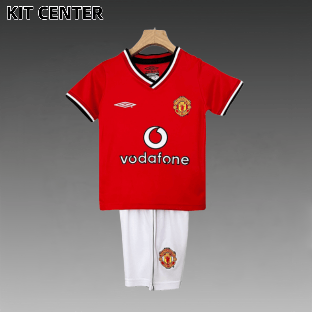 00/01 Manchester United home ground Retro Football Soccer Kids Kit