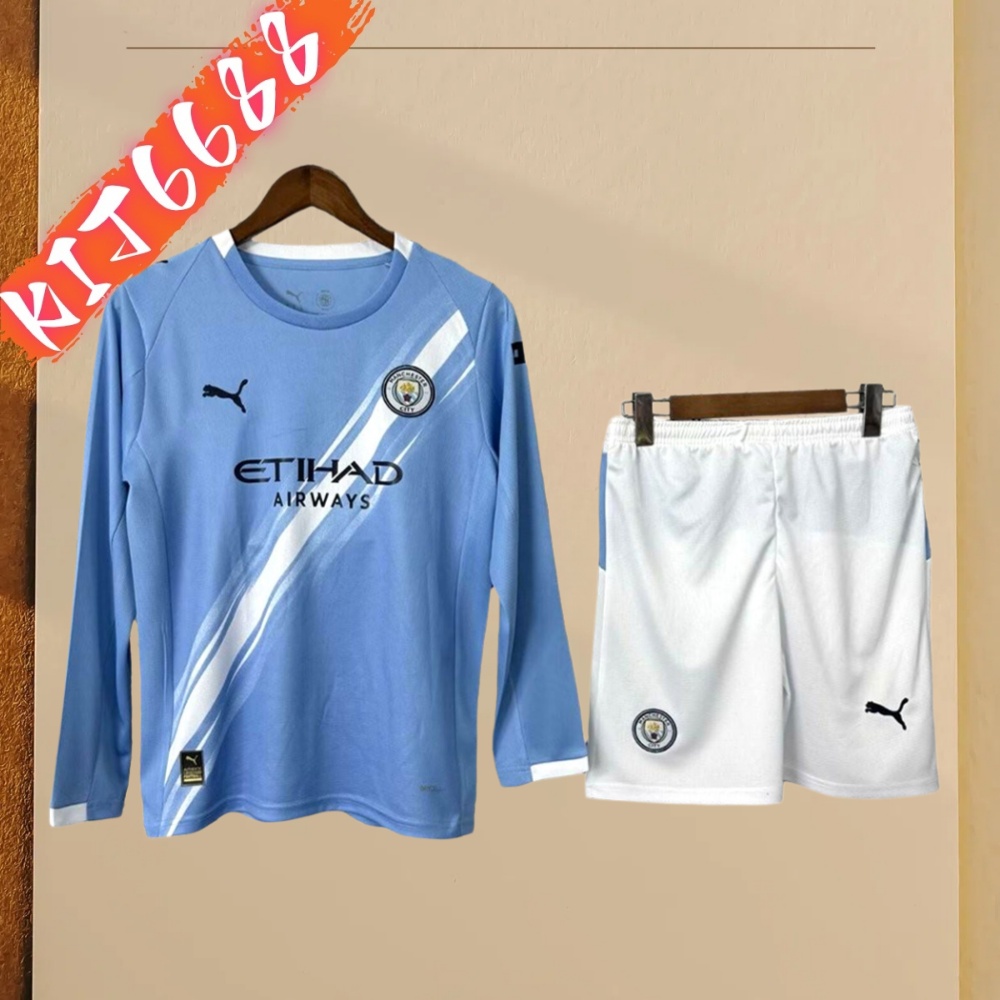 2025/2026 Manchester City FC Long Sleeve Football Shirt (Fans Kit socks)
