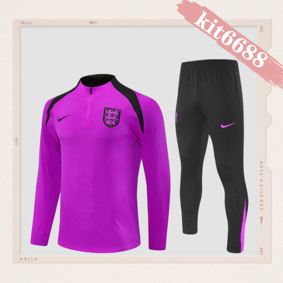2025/2026 England Purple Half Zip Training Kit -  (Adult Kids Kit)