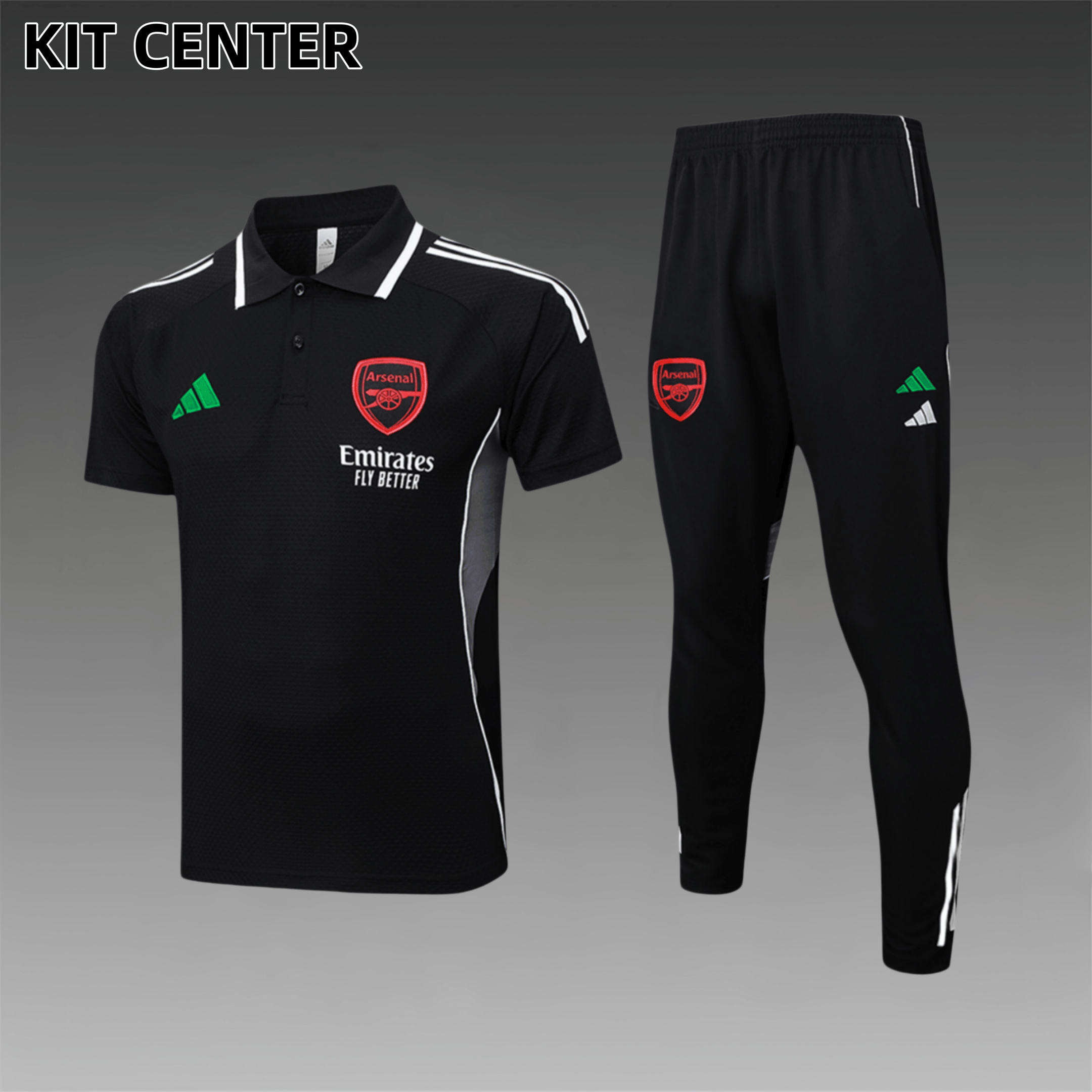 2025/2026 Arsenal Black Polo Short Sleeve Trousers (Adult Kit)