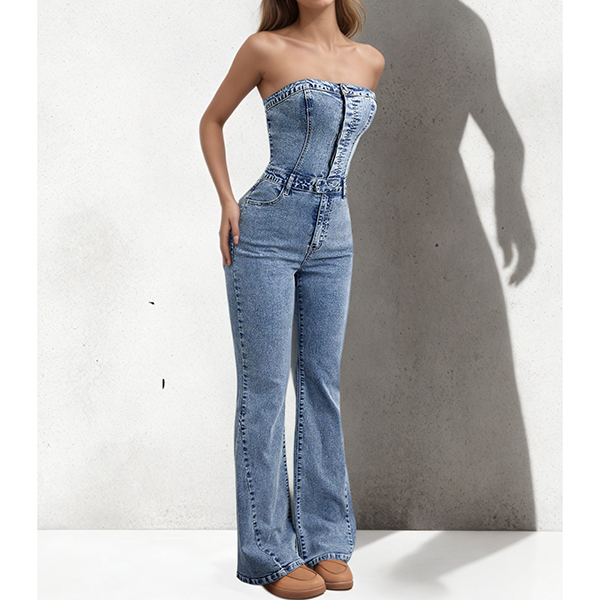 STRAPLESS DENIM JUMPSUIT