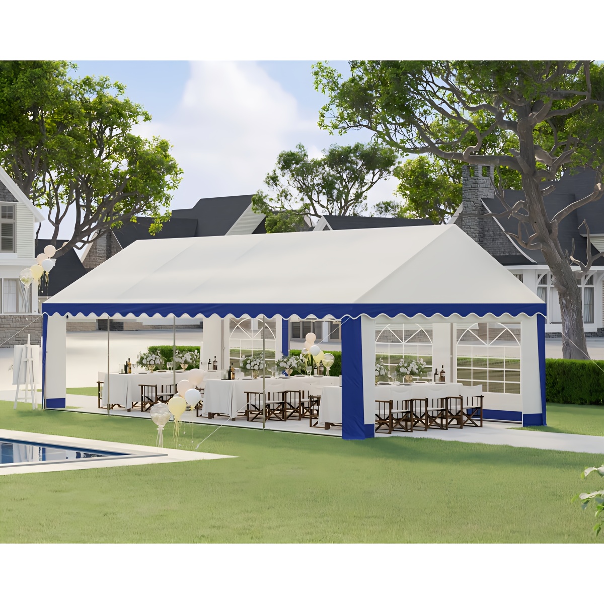 Durable and sturdy outdoor canopy, wedding tent, with side windows and dual entrances, perfect for gardens, patios, and carports