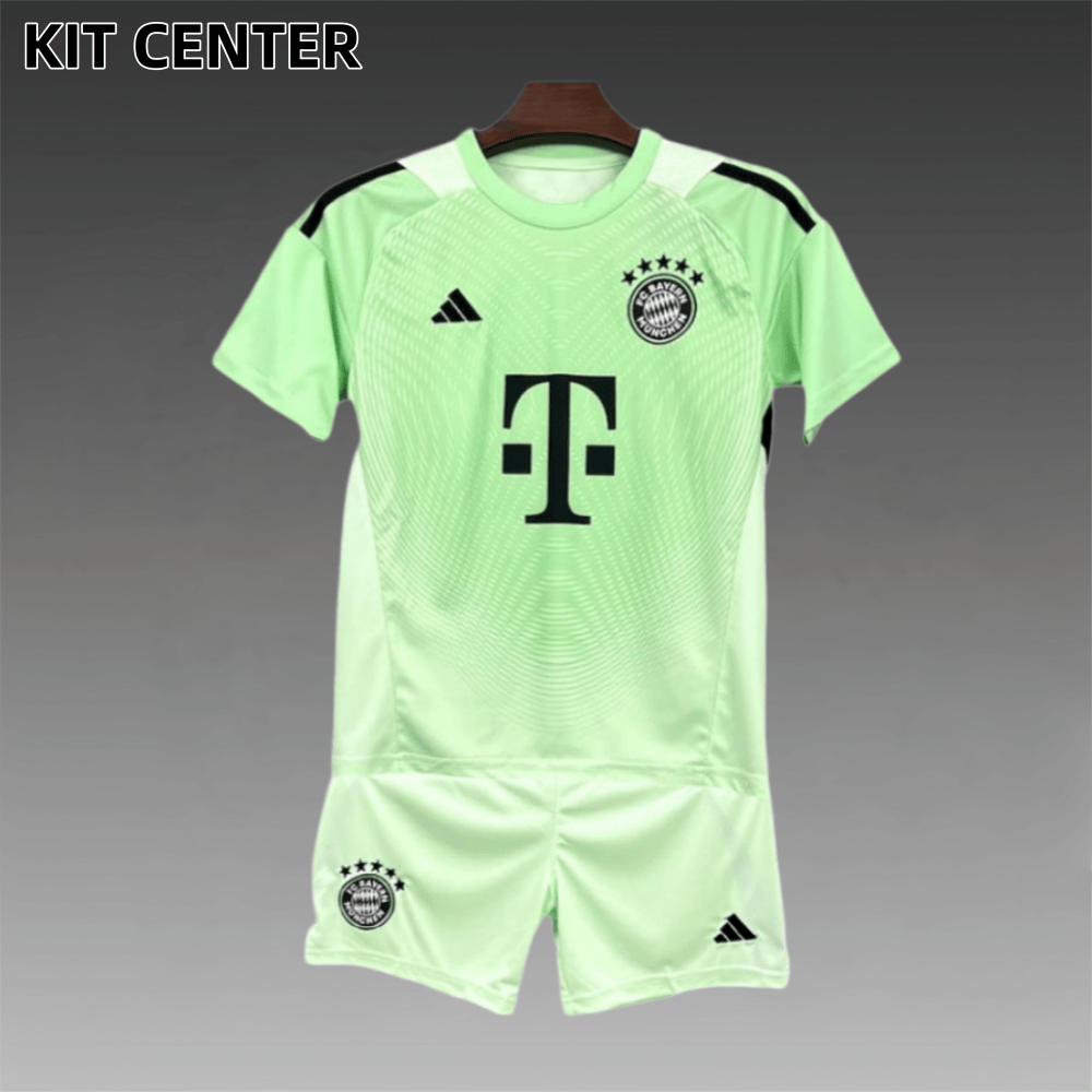 2025/2026 Bayern Munich Goalkeeper Green Kit for Kids (Kids Kit socks)