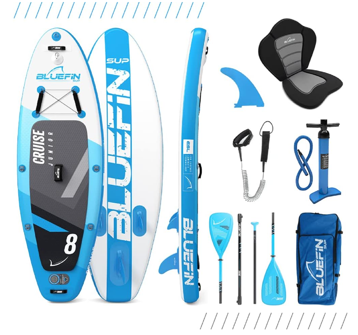 Bluefin Package for Cruise SUP Inflatable Stand Up Paddle Board Fiberglass Paddle Kayak Conversion Kit All Accessories Multiple Size 10'8, 12', 15'