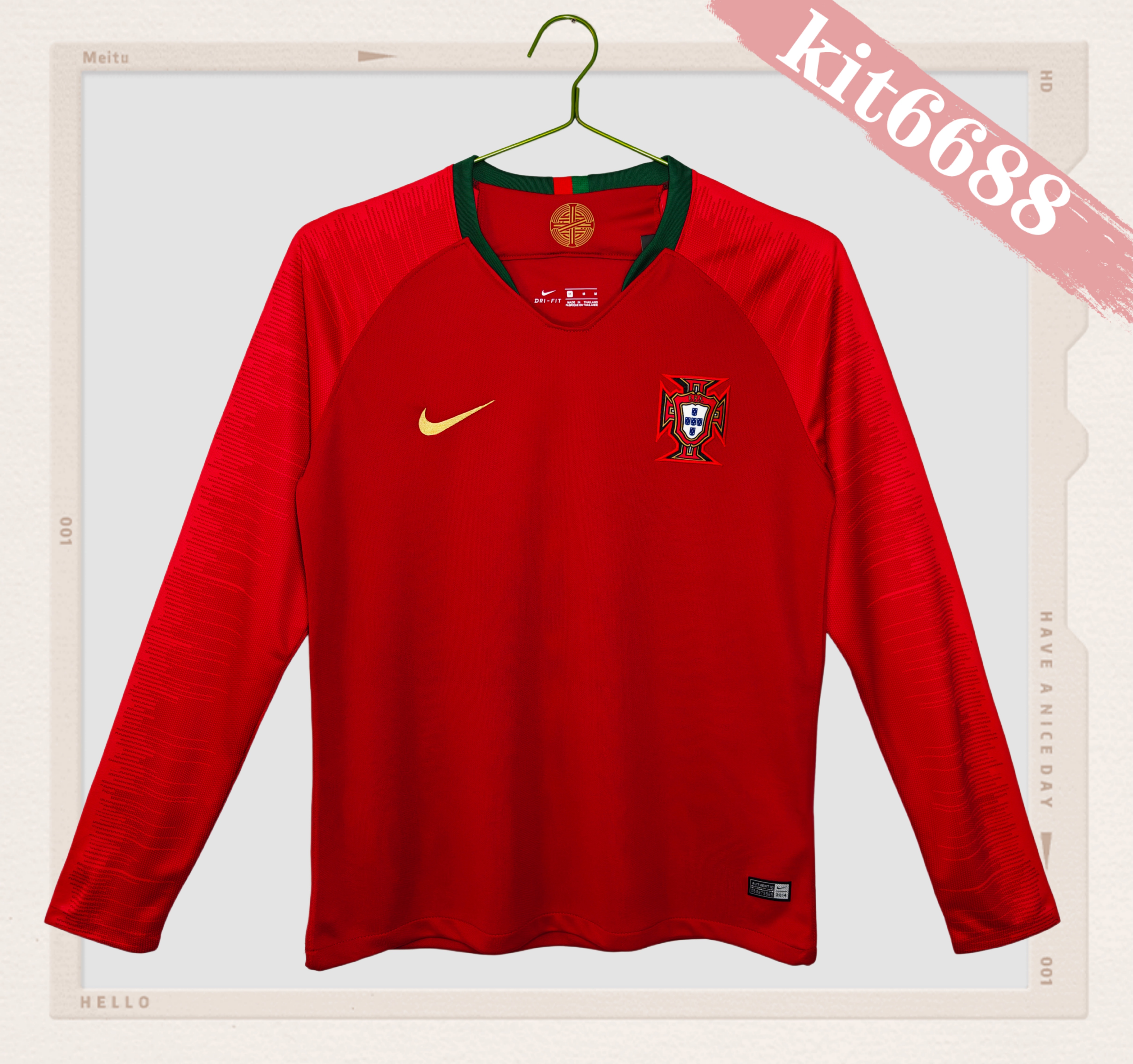 2018 Portugal home Retro long Football Shirt