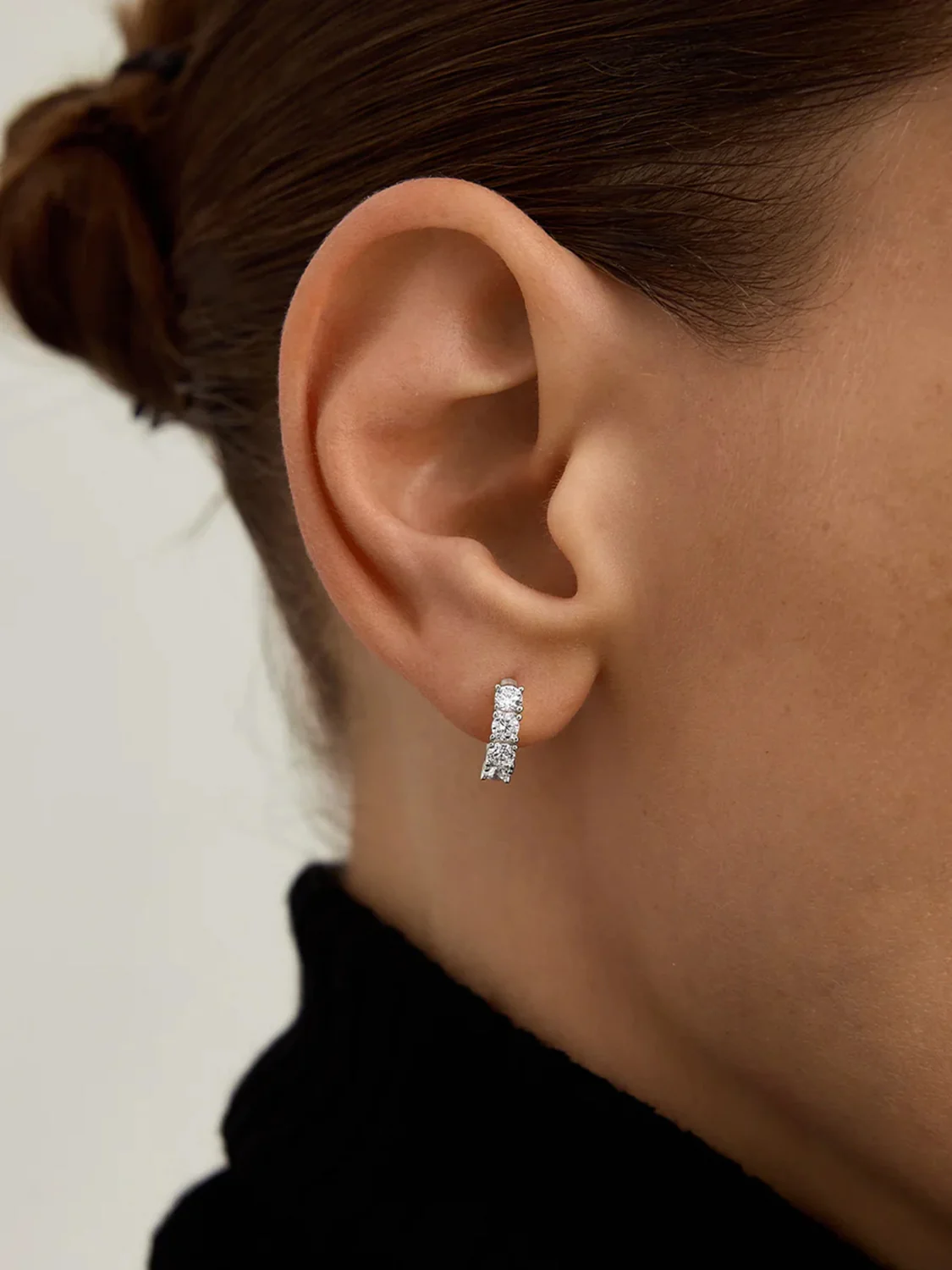 Silver Diamond Huggies