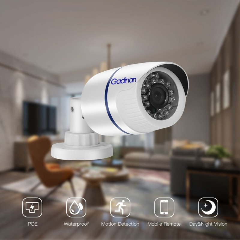 Gadinan H.265+ 8MP 5MP 4MP Audio IP POE Security Bullet Outdoor Waterproof WDR Video Surveillance Motion Camera Email