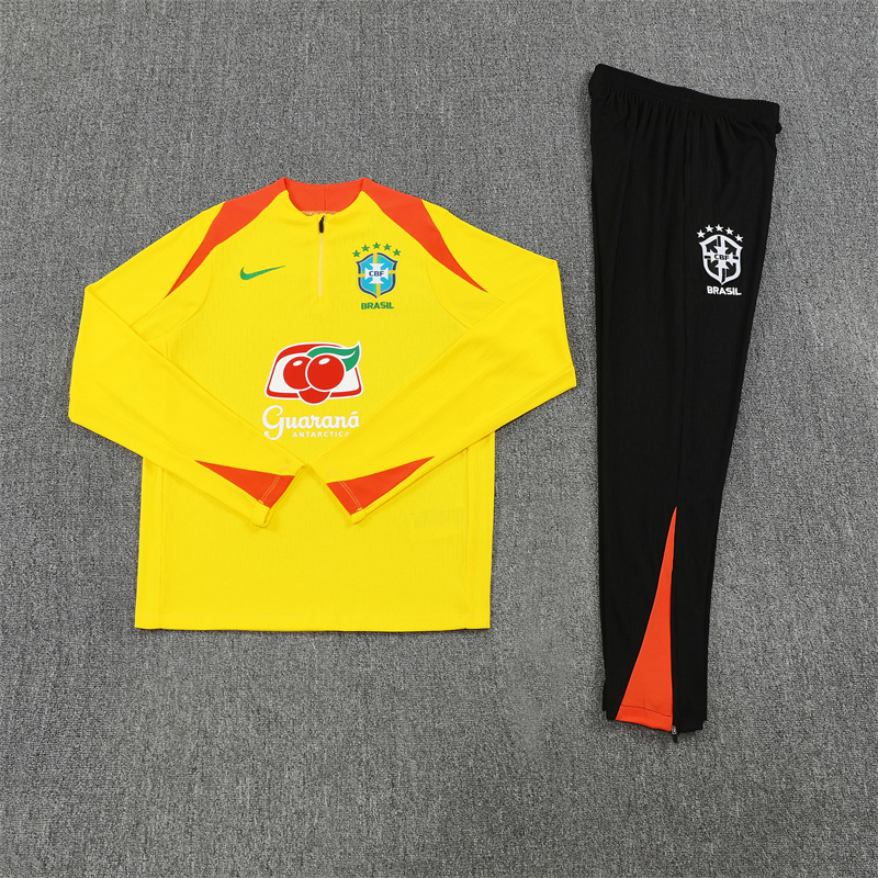 25/26 Brazil yellow Half Zip Training Kit (Adult Kids Kit)