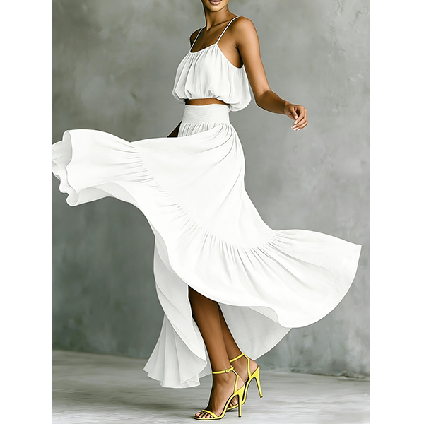CROP CAMI-TOP EN MAXI-ROK TWEEDELIGE SET