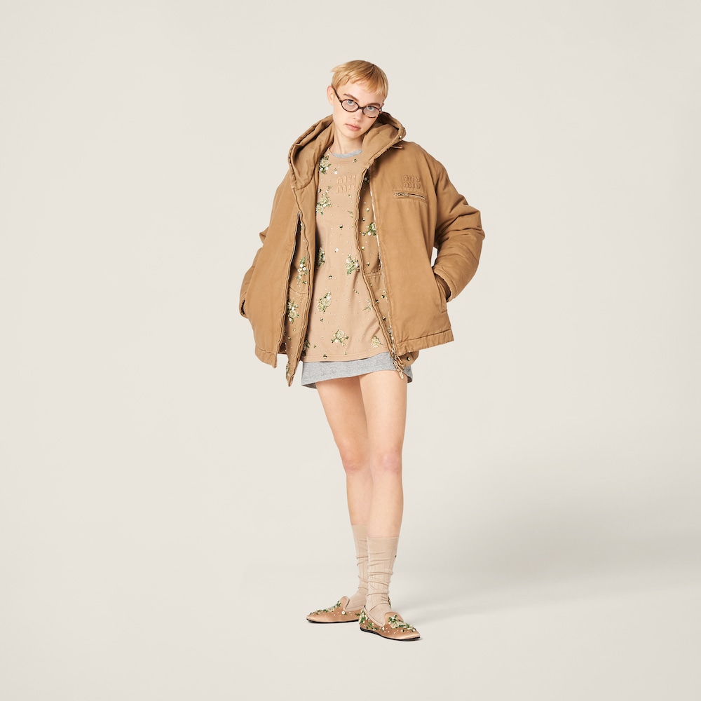 Garment-dyed long-sleeve jersey T-shirt with embroidery