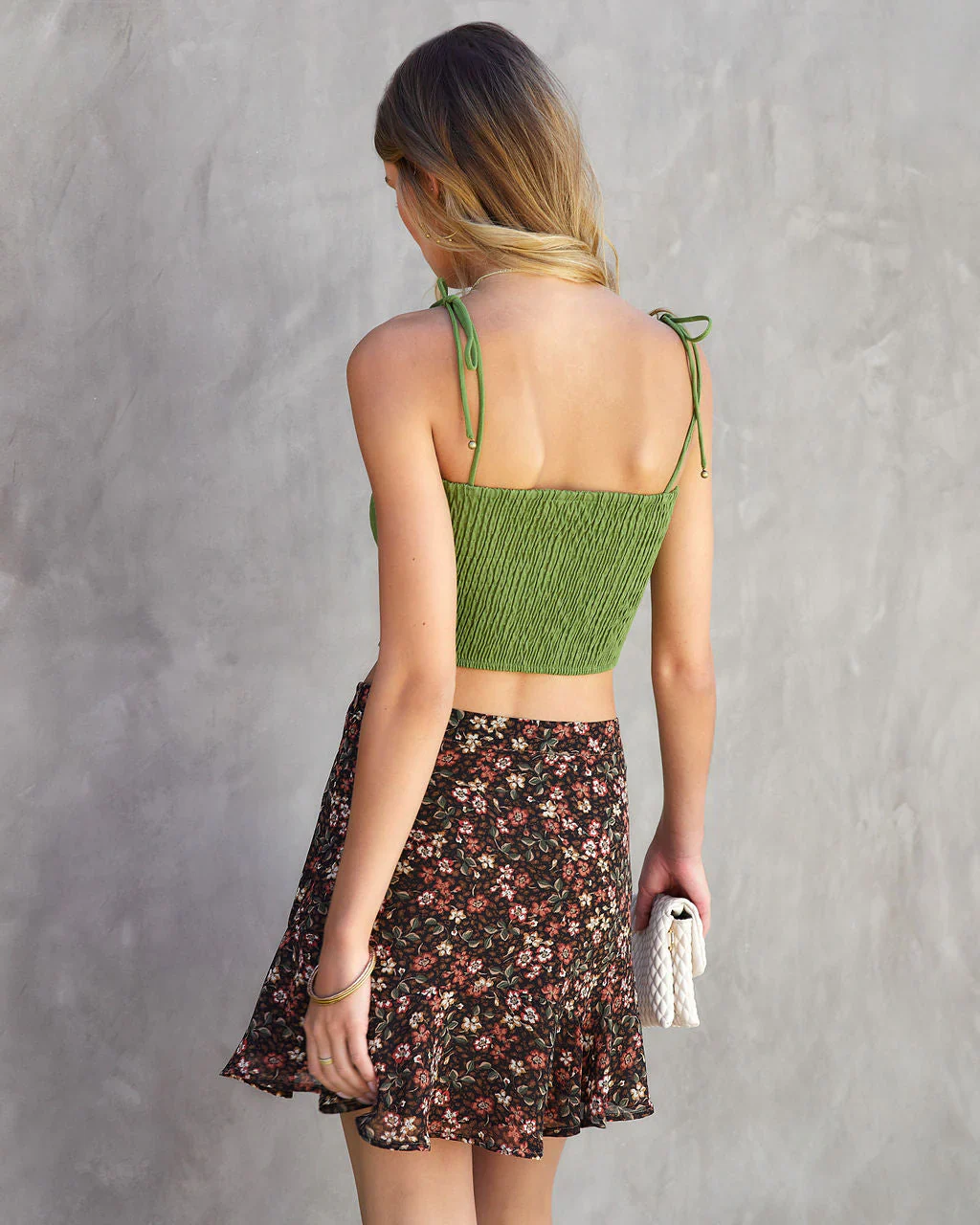 Solange Linen Smocked Crop Top