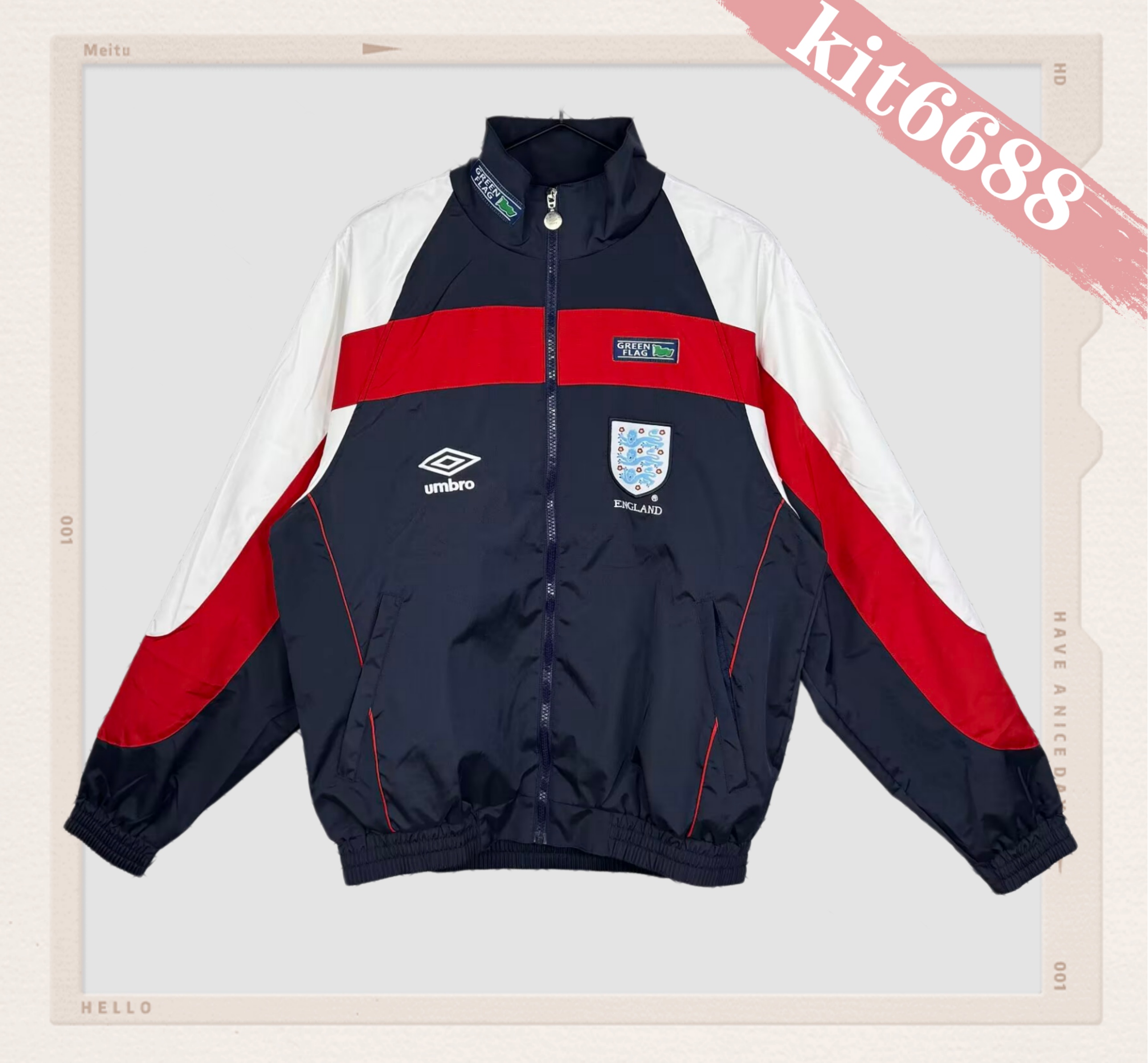 1998 England retro windbreaker cyan