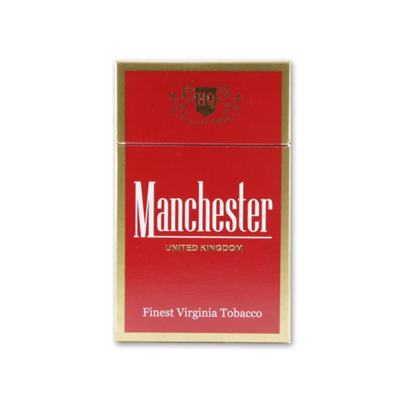 Manchester United Kingdom Red premium cigarette pack featuring 100% pure Virginia tobacco