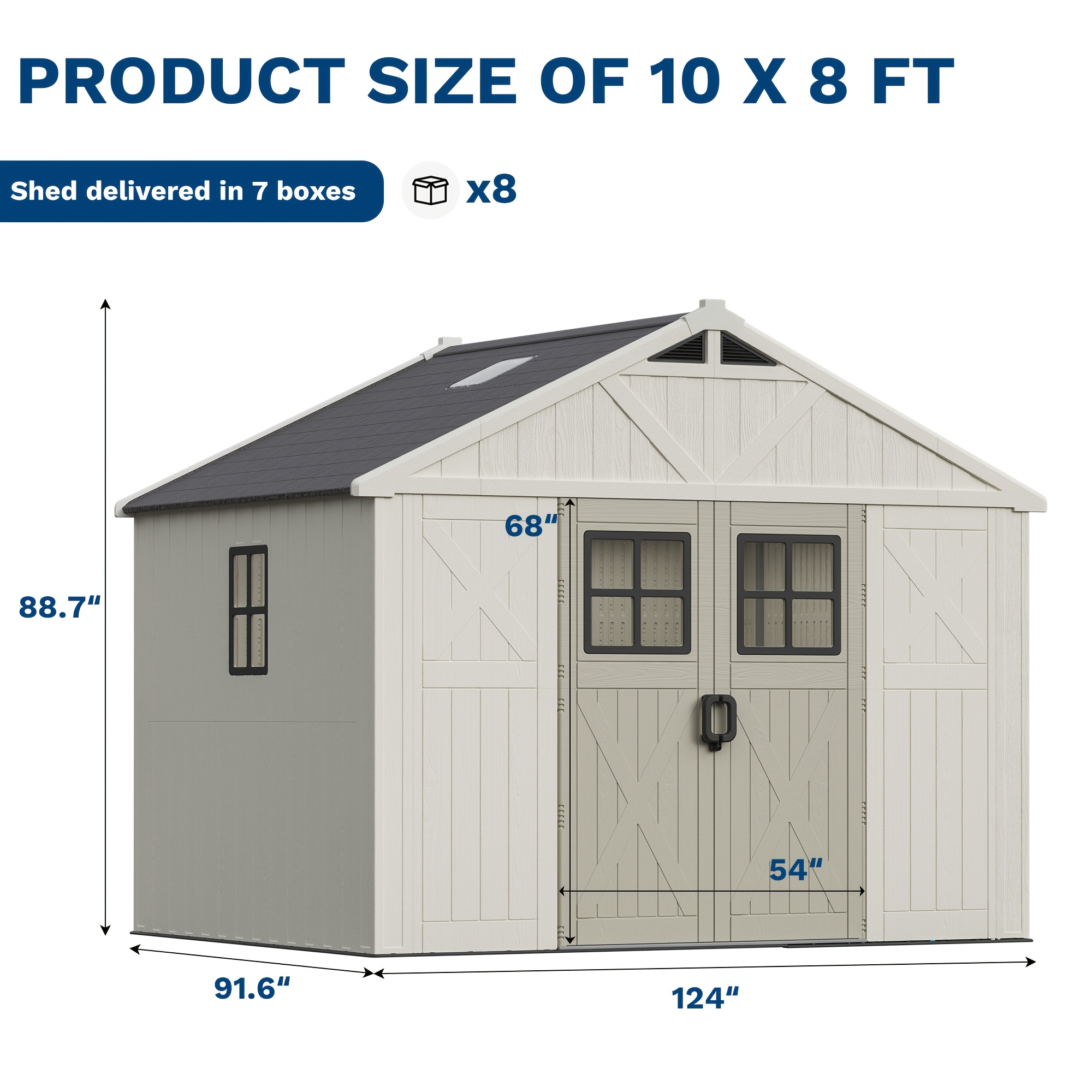 Self-developed blow-molded 10X8&10X10FT&10X12FT tool shed