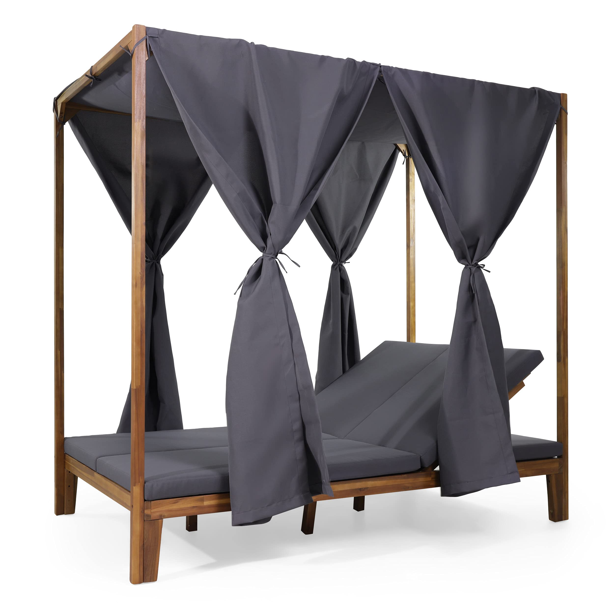 Outdoor DAYBED, Dark Grey + Teak Finish