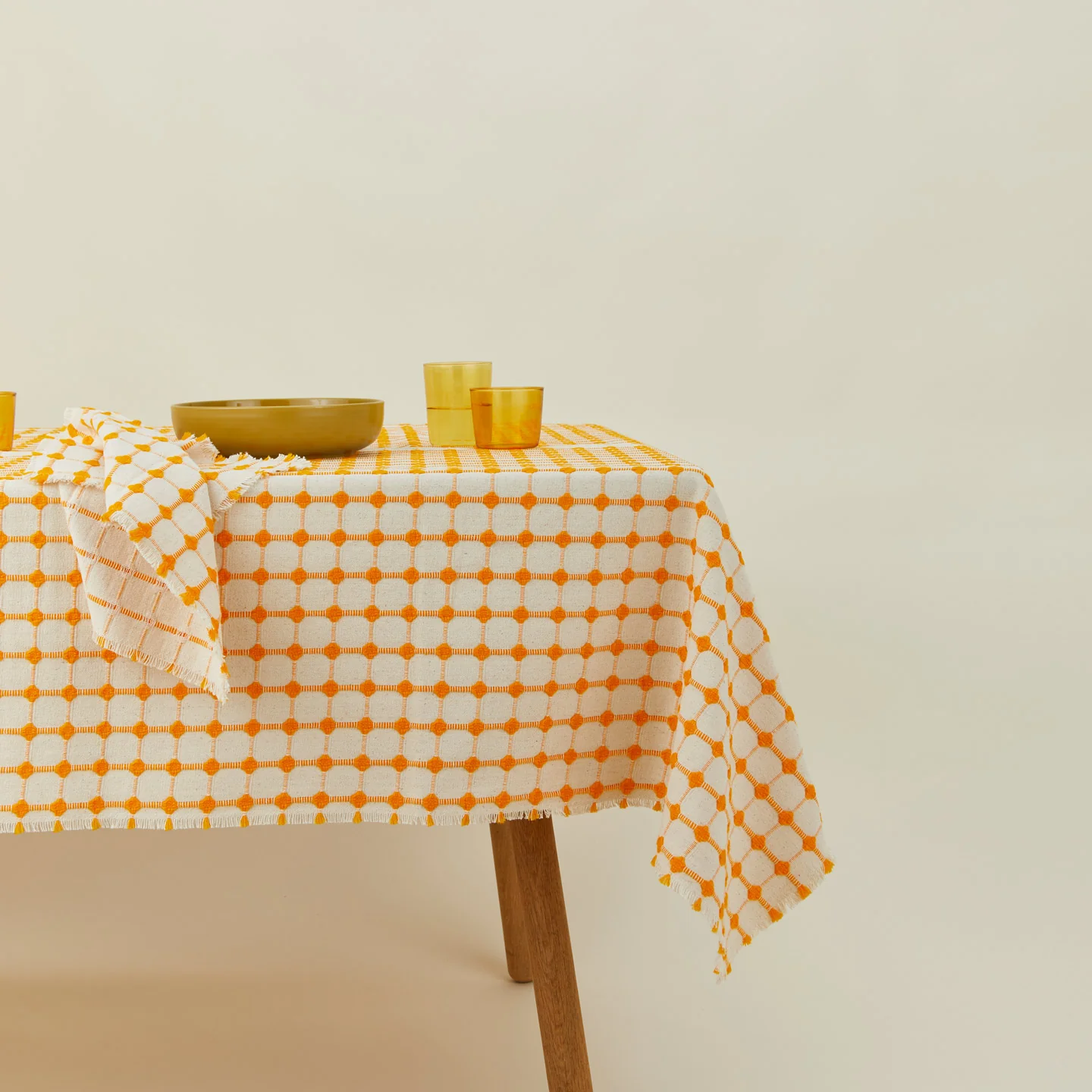 Wicker Fringed Tablecloth - Marigold