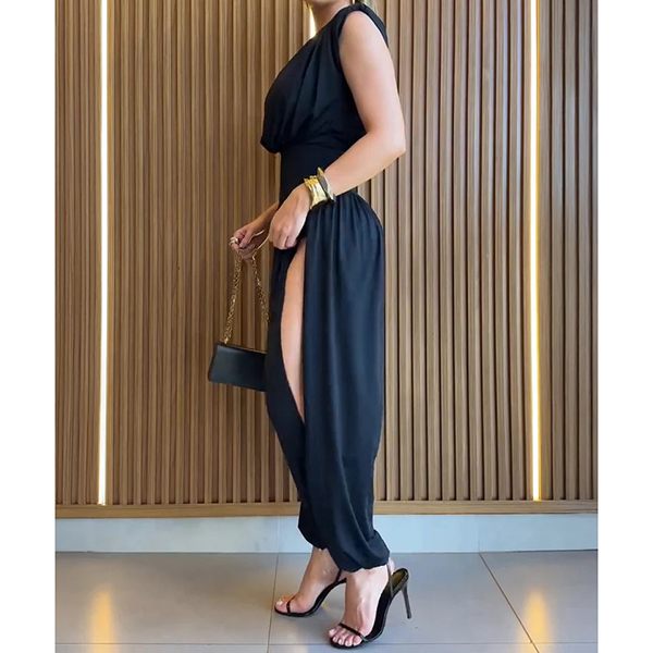 ZIJSPLIT MOUWLOZE JUMPSUIT