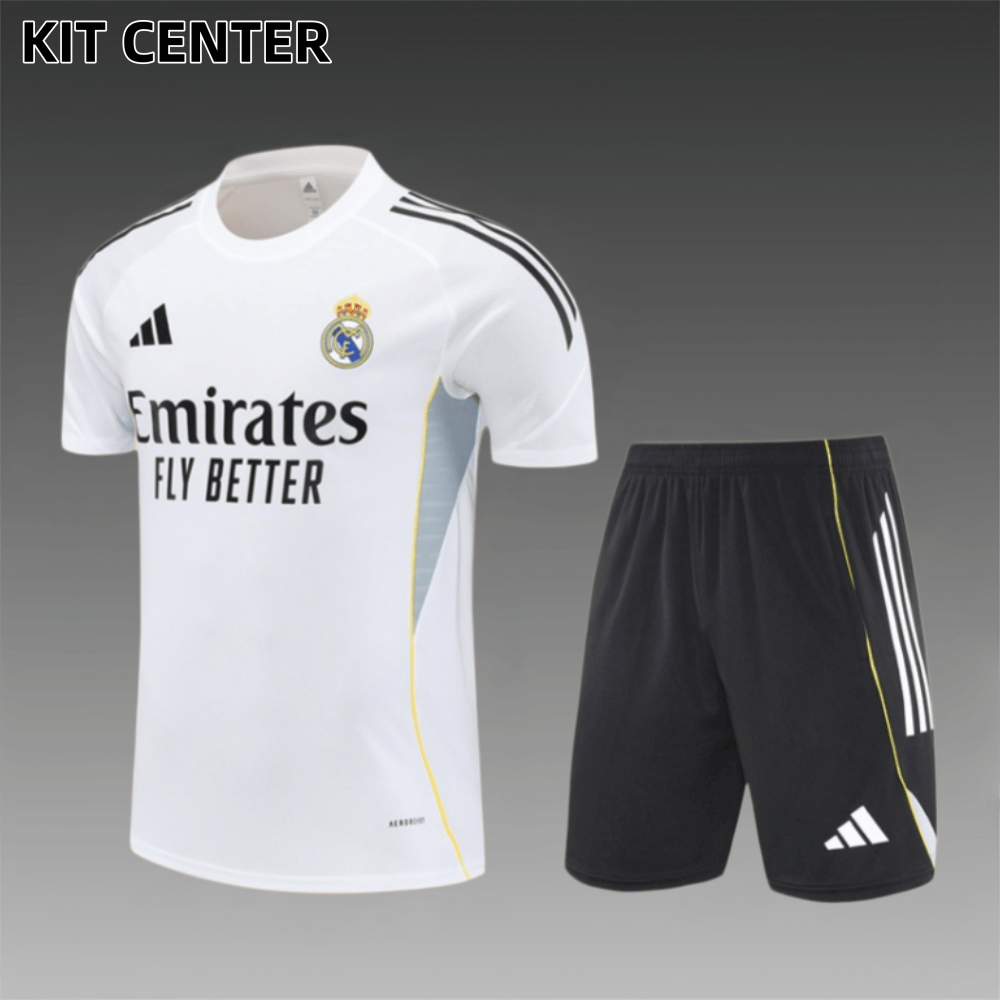 25/26 Real Madrid white Short Sleeve Training Wear ( Adult kit Kids )