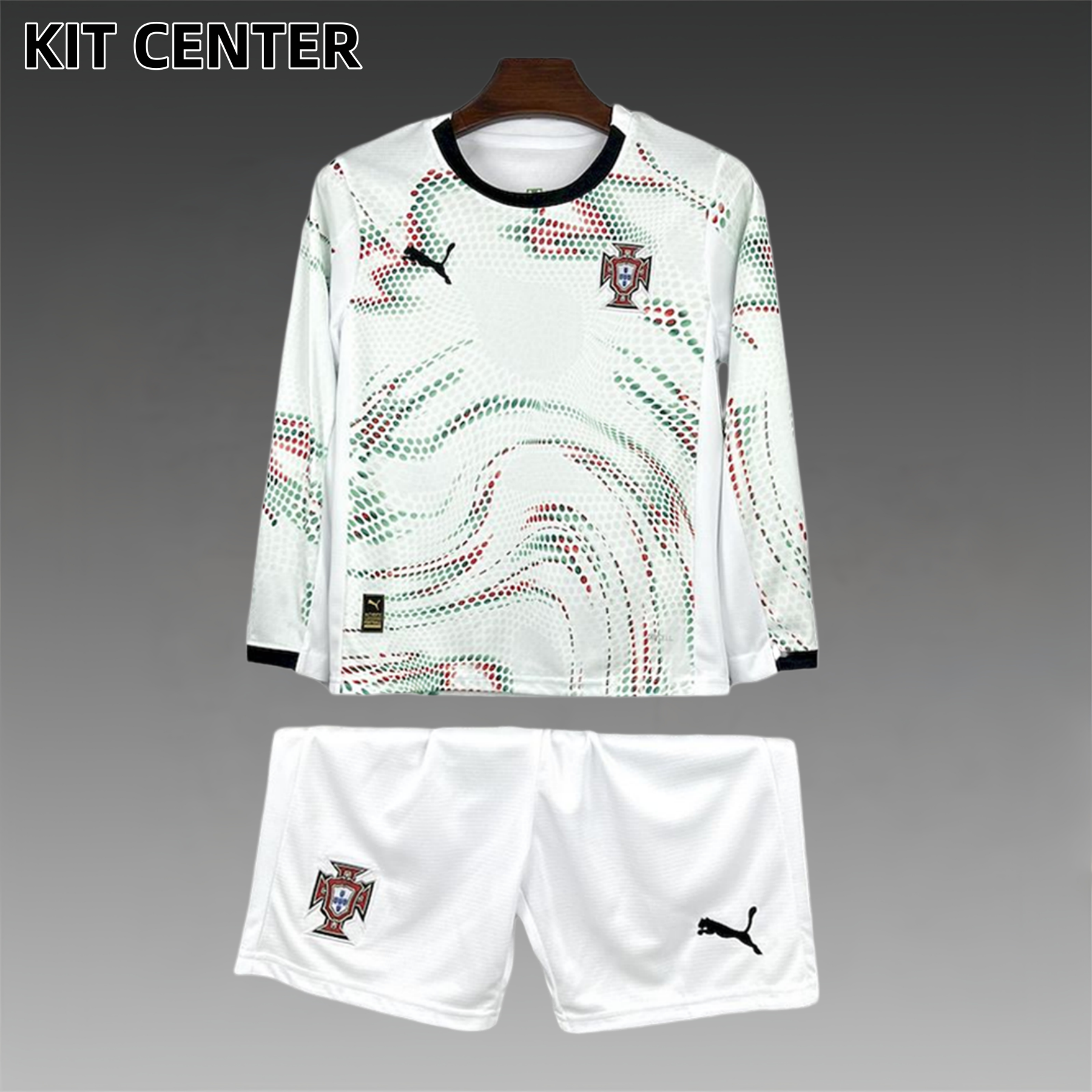 2025/2026 Portugal Away Kids Long Sleeve Football Shirt (Kids Kit socks)
