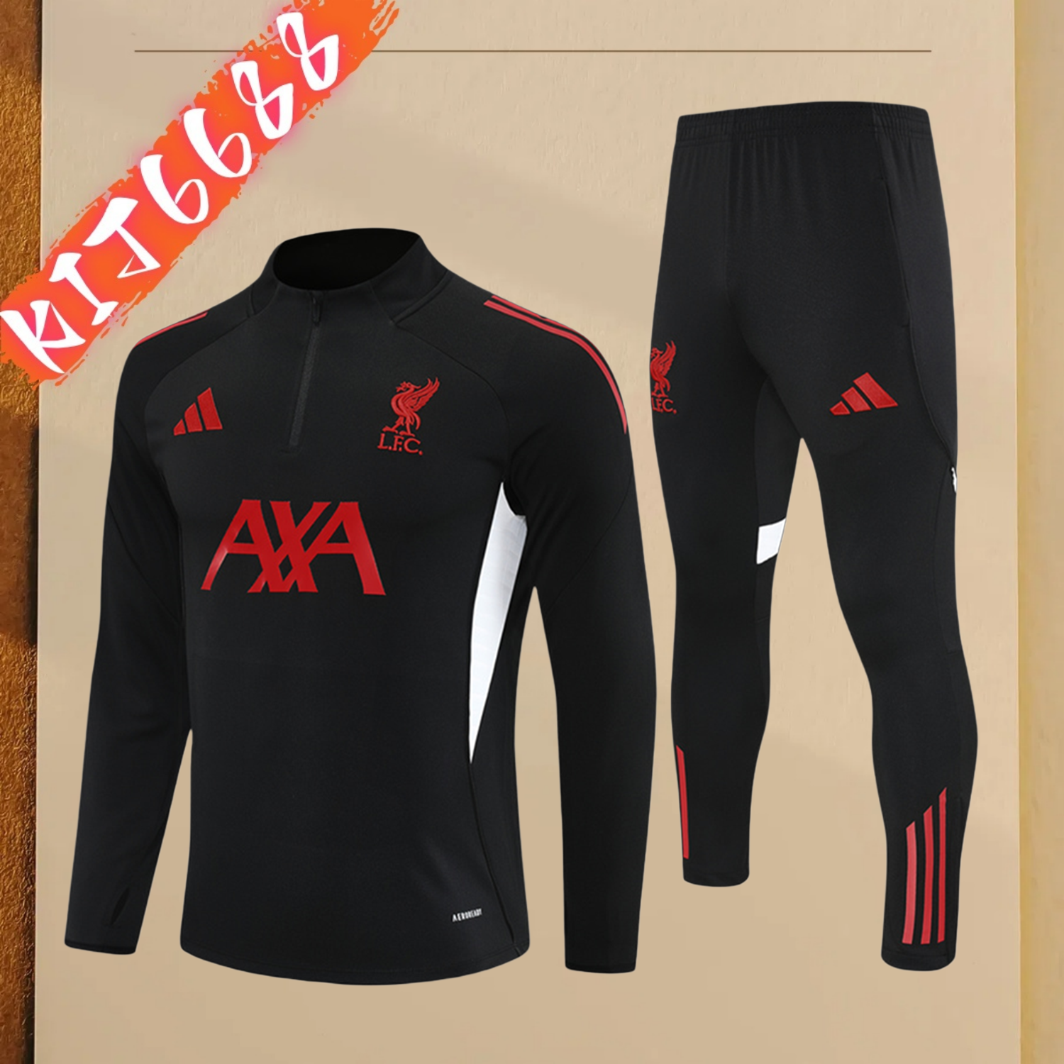 2025/2026 Liverpool Black Adult Half Zip Training Suit (Adult Kit)