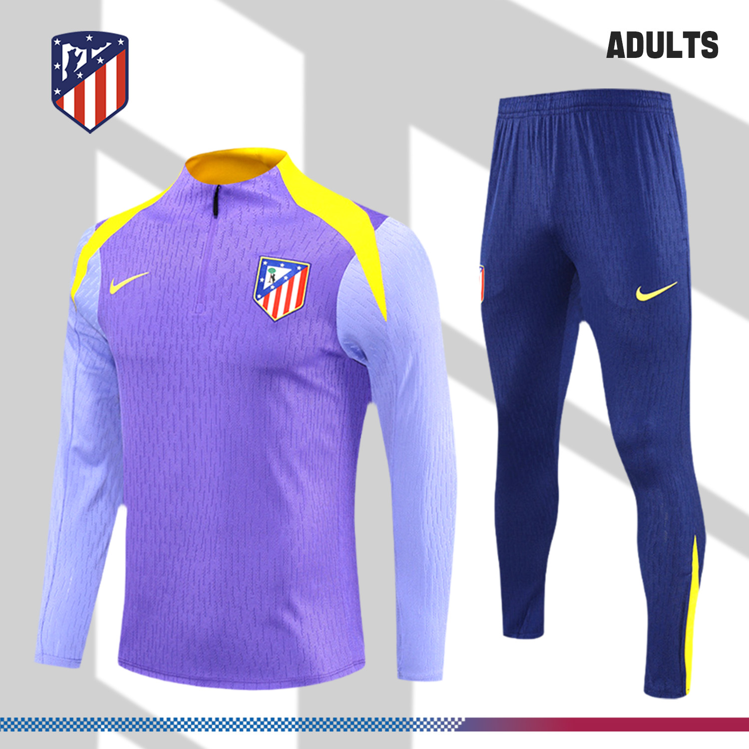 2025/2026Atletico Madrid Purple Adult Half Zip Training Suit (Adult Kit)