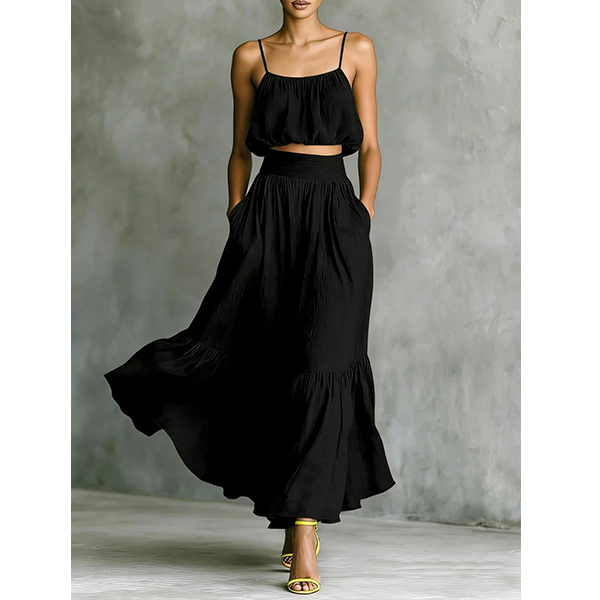 CROP CAMI-TOP EN MAXI-ROK TWEEDELIGE SET