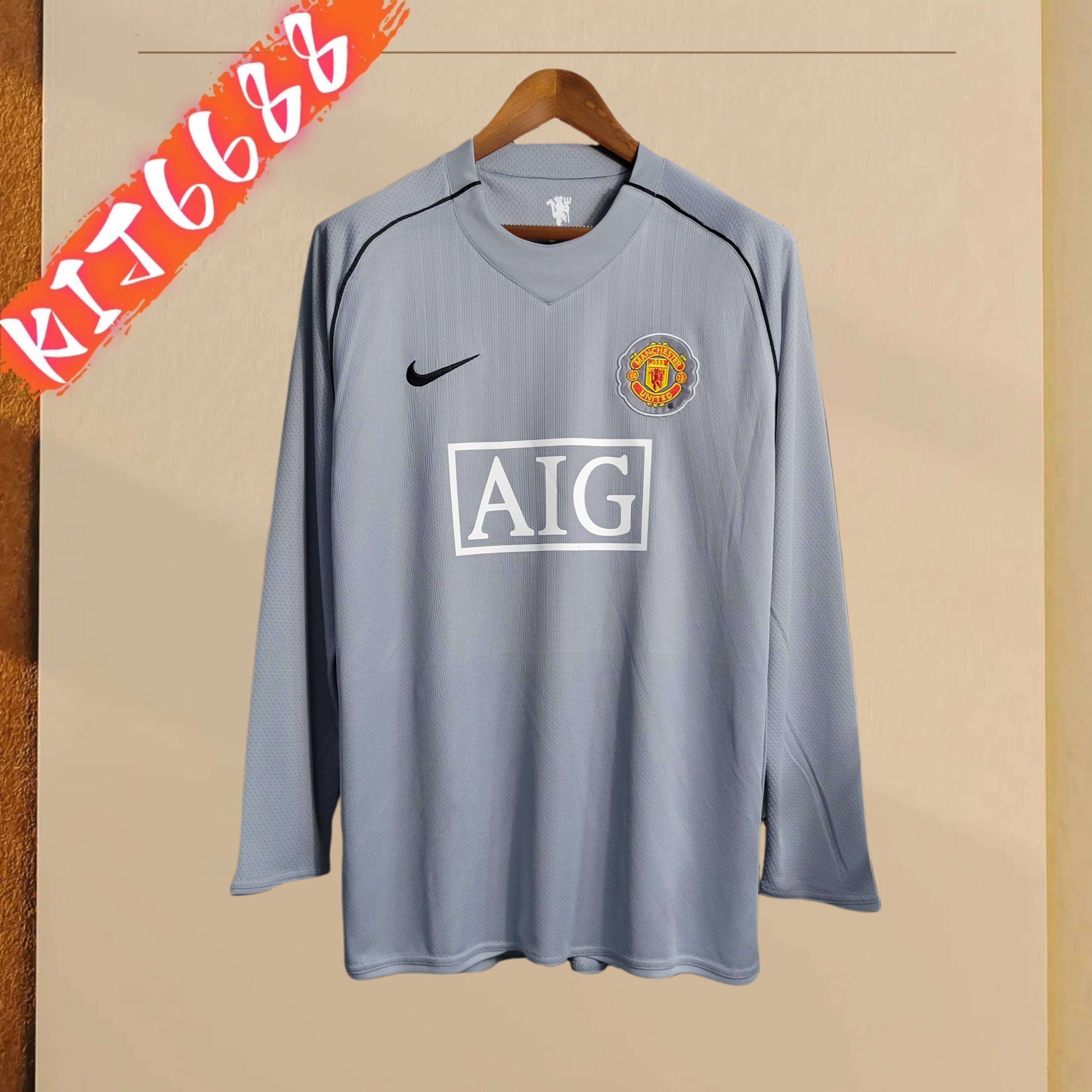 07/08 Manchester United Goalkeeper  long sleeved retro football jersey