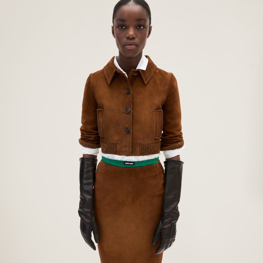 Cropped suede jacket