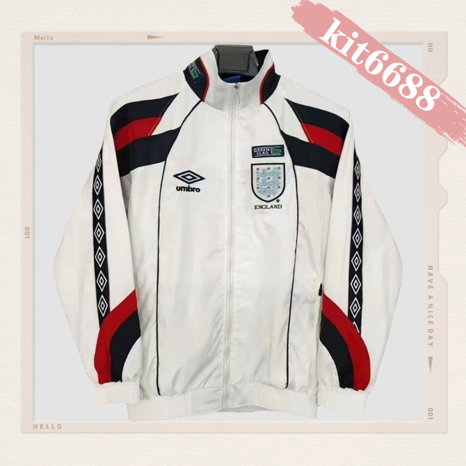 1998 England retro windbreaker white
