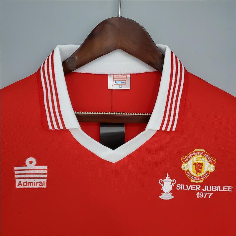 1977 Manchester United home  retro football jersey