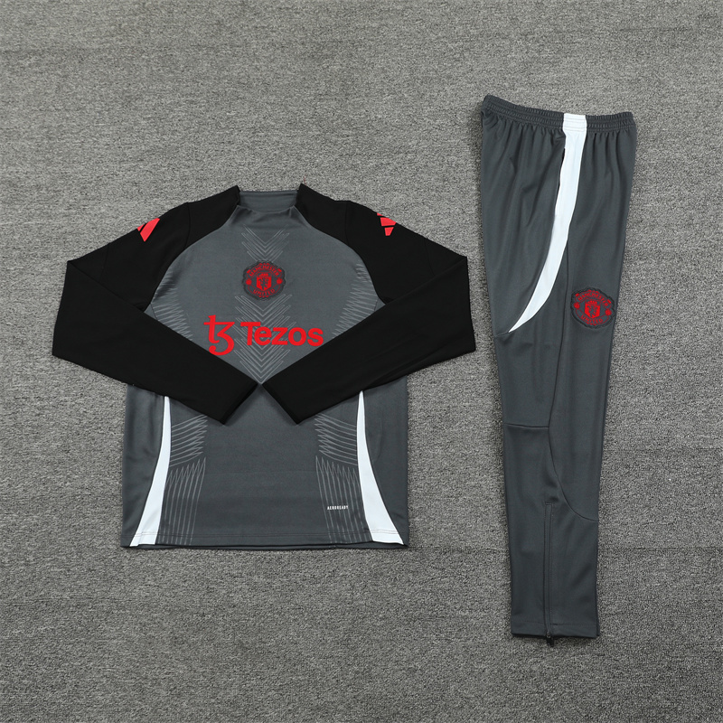 24/25 Manchester United Dark Grey Half Zip Training Kit (Adult Kids Kit)