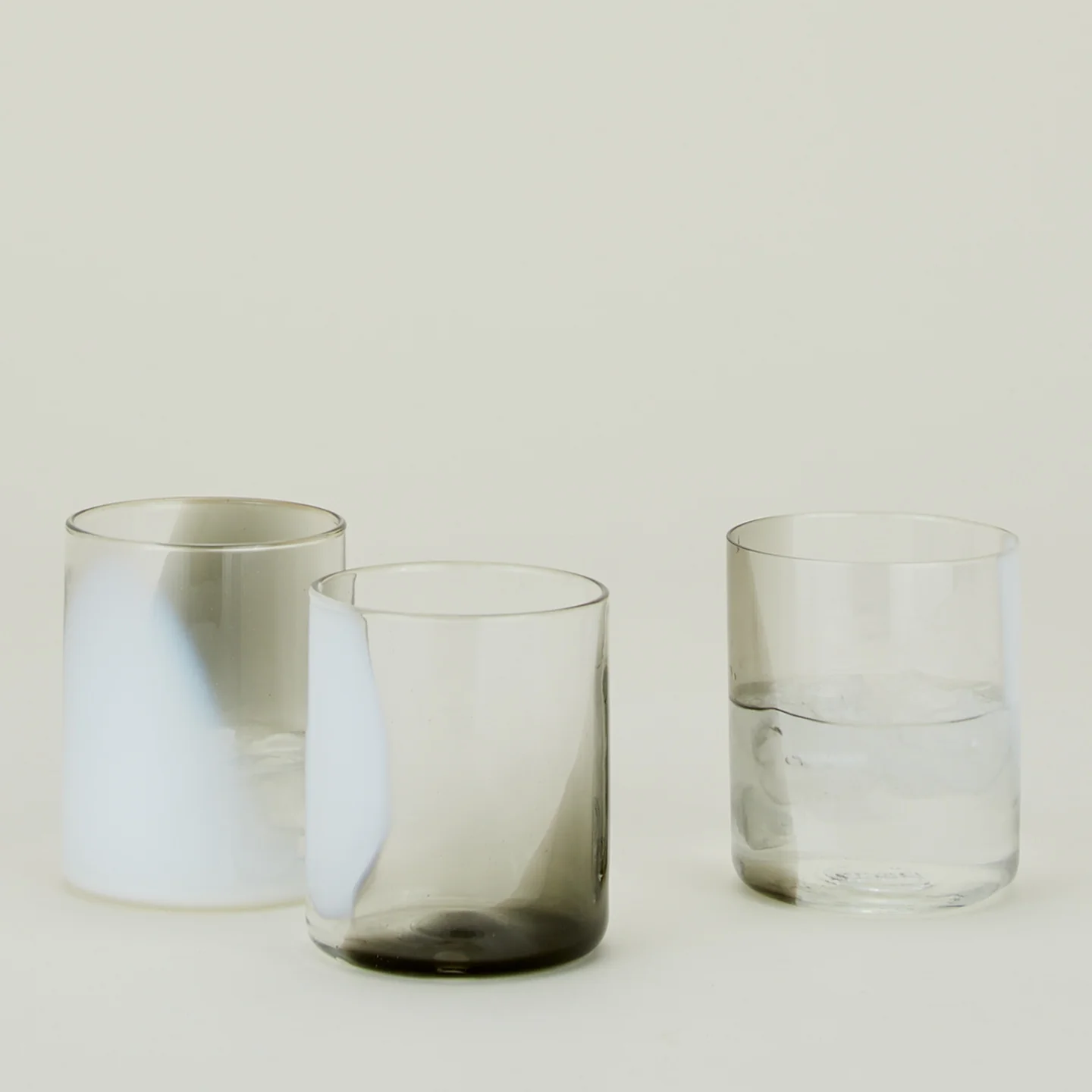 Hand Blown Tumbler - White/Grey