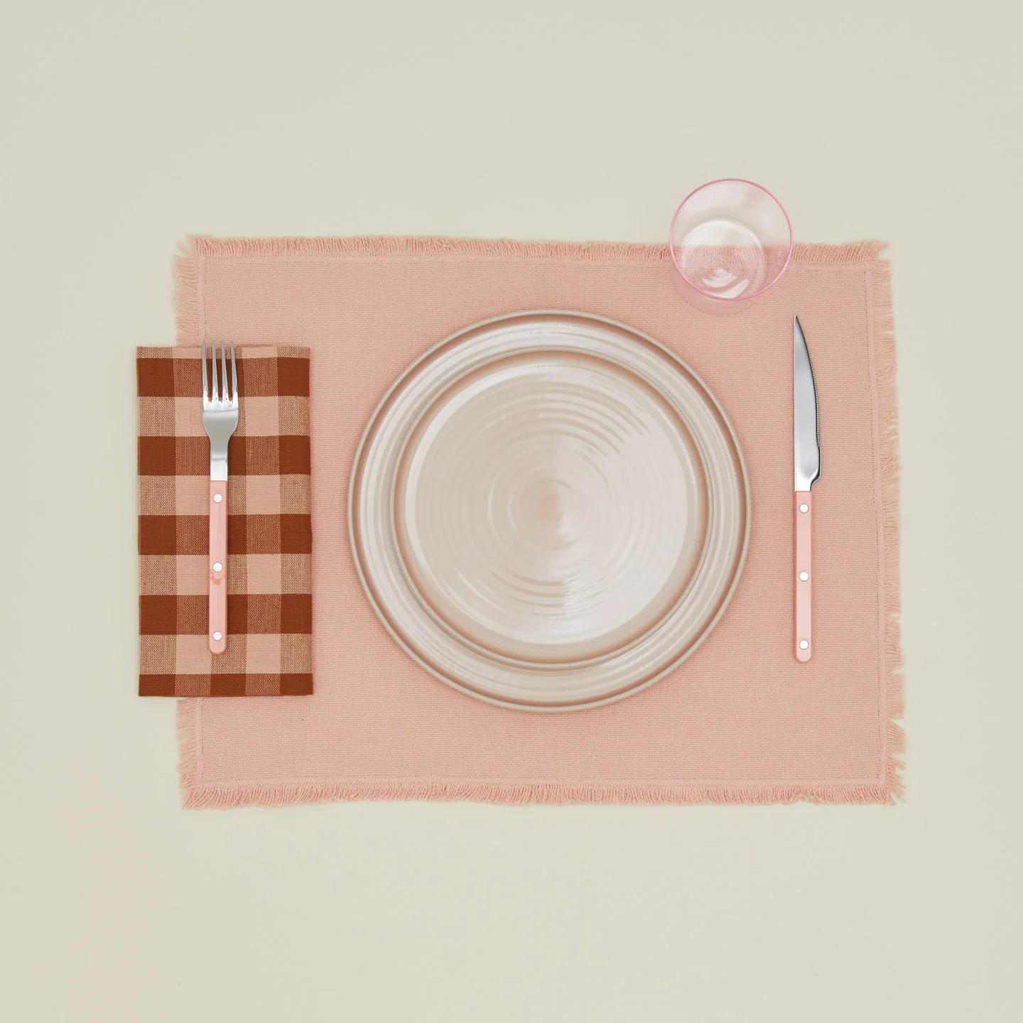 Essential Gingham Dinner Napkin, Set of 4 - Blush/Terracotta