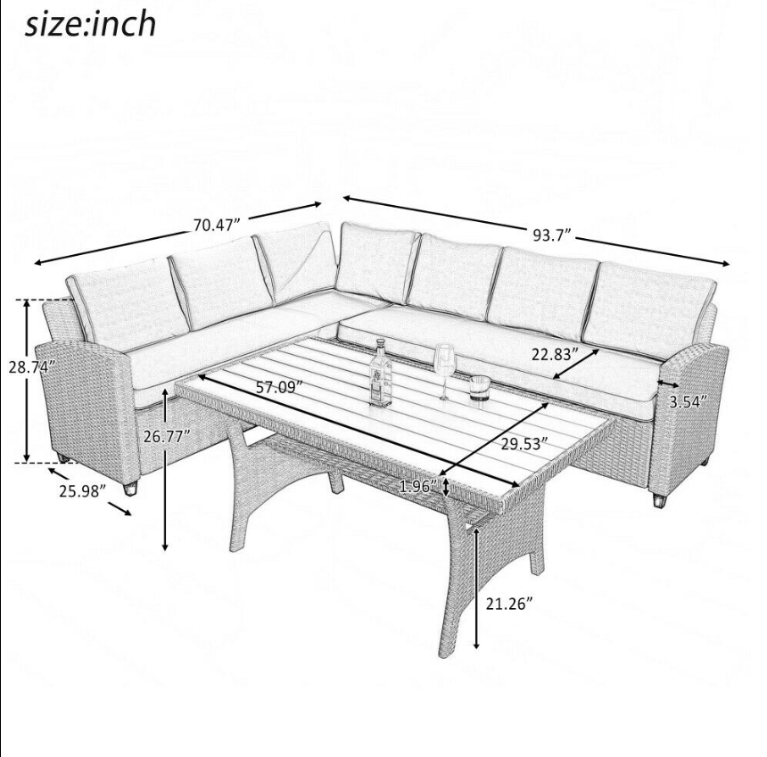 5-teiliges Gartenmöbel-Set für den Außenbereich, Esstisch und Stuhl
