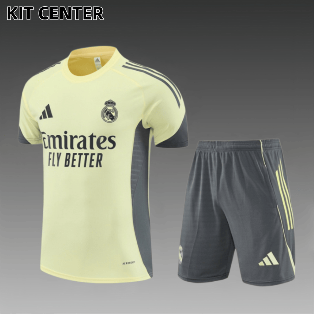25/26 Real Madrid yellow Short Sleeve Training Wear ( Adult kit Kids )