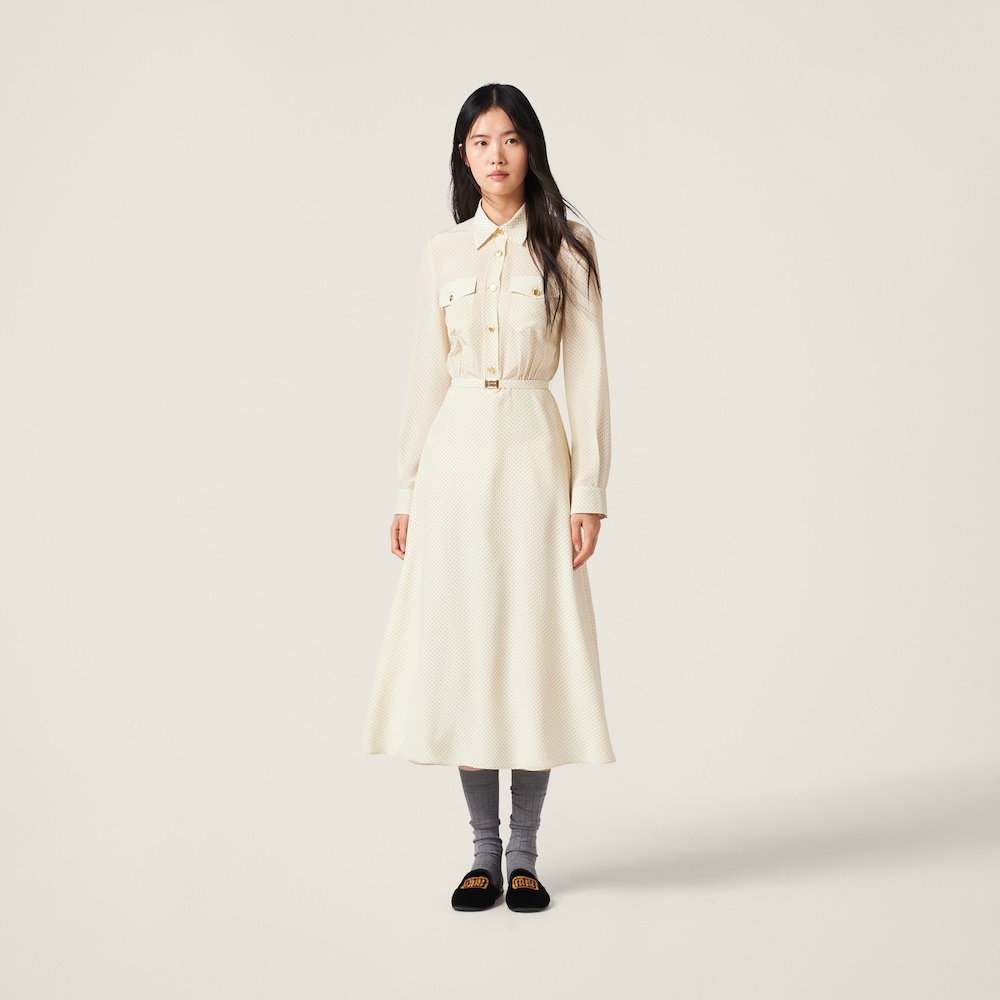 Long crepe de chine dress