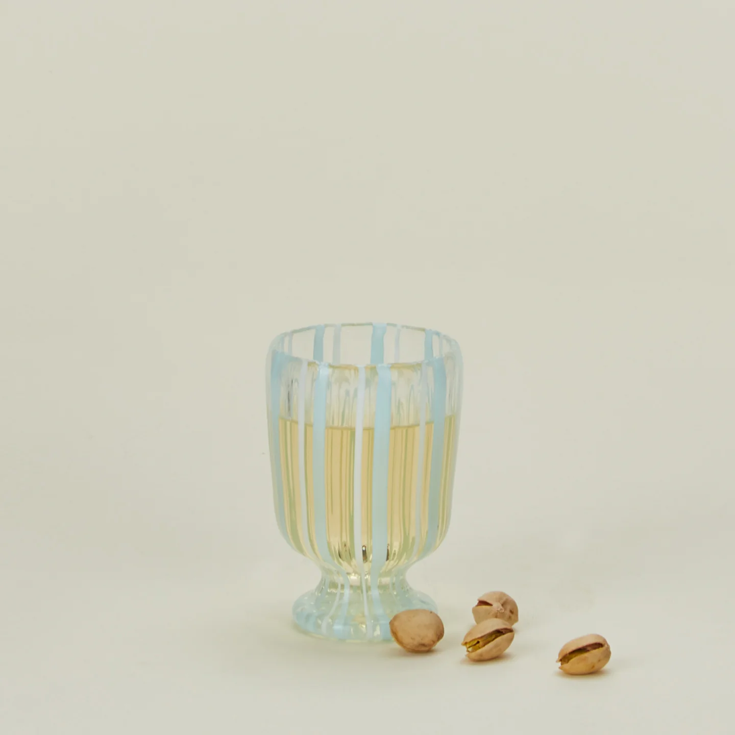 Striped Murano Wine Glass - White