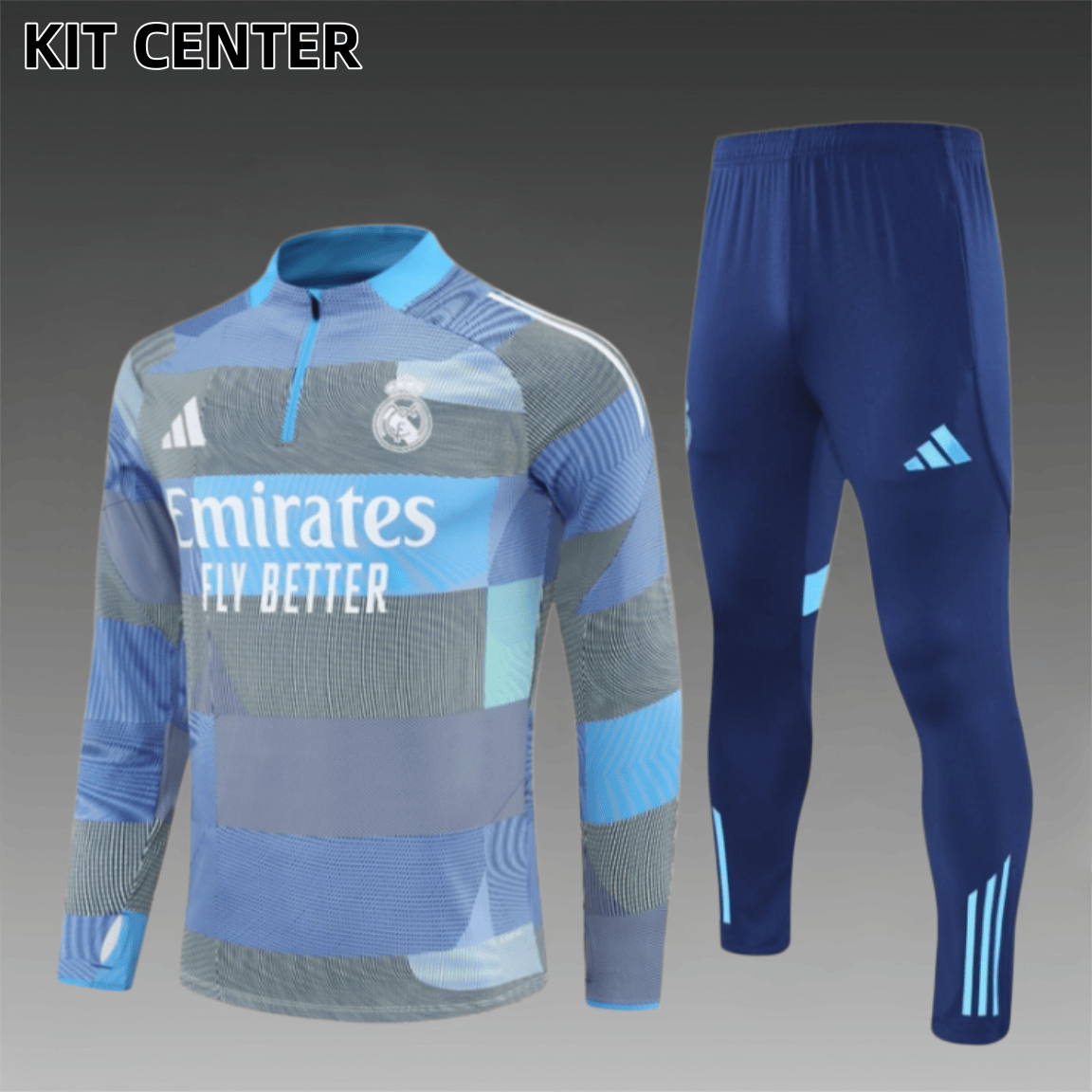 25/26 Real Madrid Light Blue Half Zip Training Kit (Adult Kids Kit)