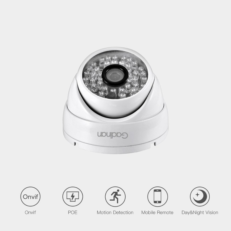 GADINAN IP Camera 4MP H.265+ Security Outdoor Surveillance Dome CCTV IR Cut Home Camera POE Optional Motion Detect
