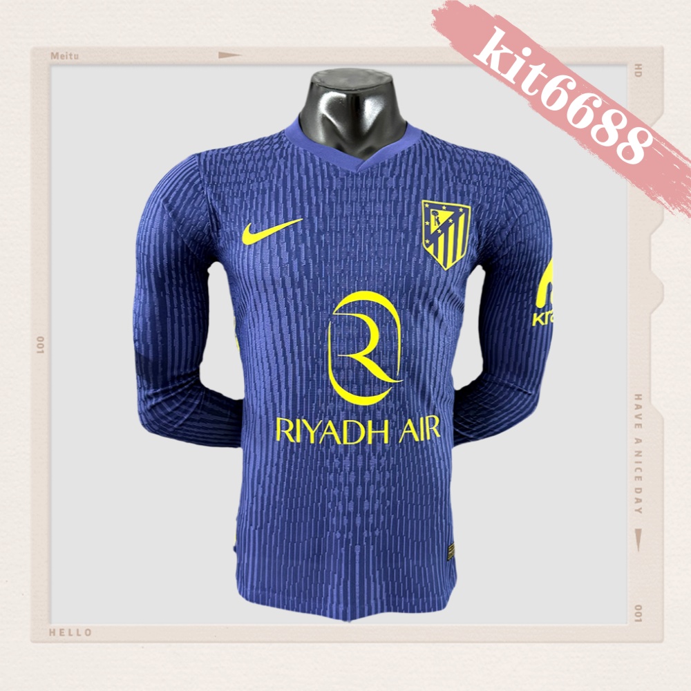 2025/2026 Atletico Madrid Away Long Sleeved Football Shirt (Player Edition)