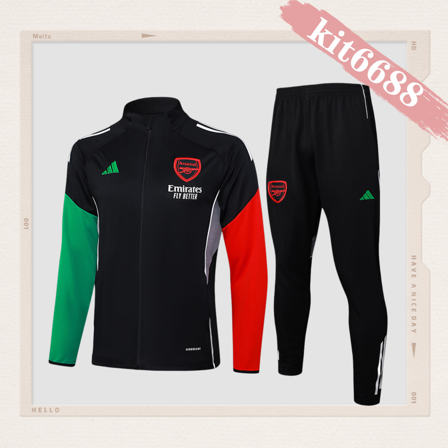 2025/2026 Arsenal Black Kids Full Zip Training Wear (Kids Kit)