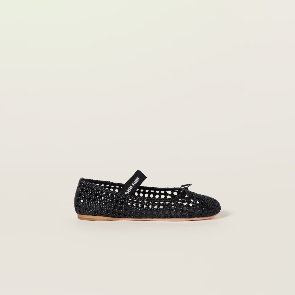 Woven nappa leather ballerinas